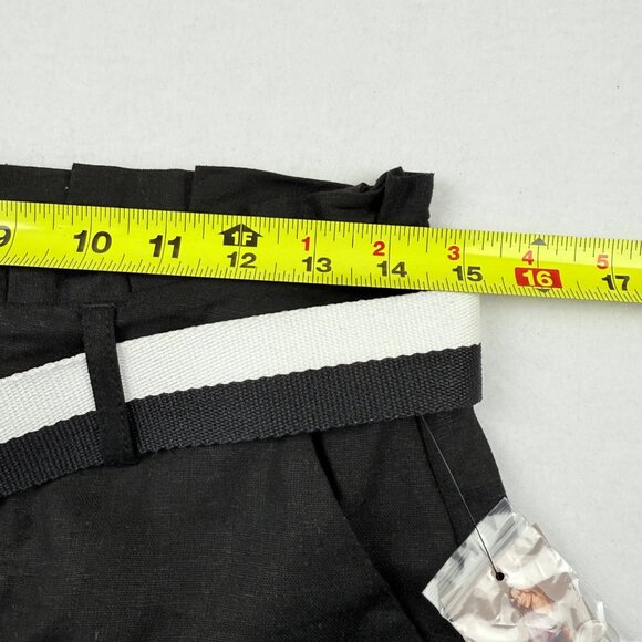 Sofia Vergara Jeans Women's Linen Blend High Rise Belted Black Shorts Size 2 NWT - Picture 8 of 11